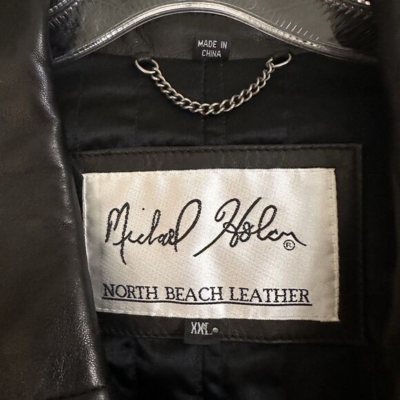 Michael Hoban Men’s XXL NORTH BEACH LEATHER Coat Overcoat Goth Rock 80s - Picture 6 of 16